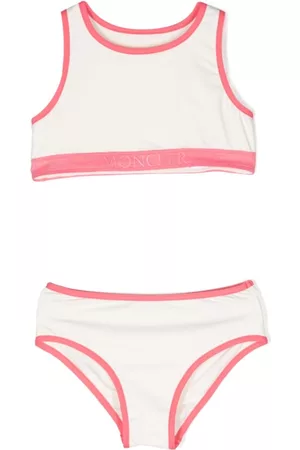 Moncler Contrasting-trim logo bikini - White
