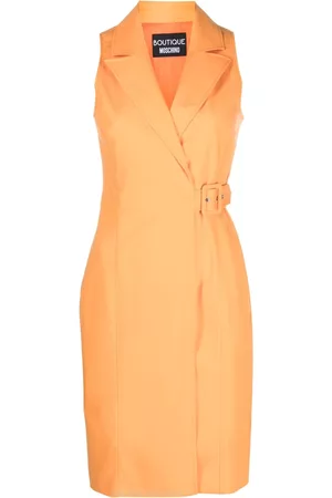 Moschino Sleeveless belted minidress - Orange