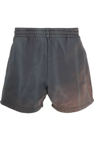OFF-WHITE Tie-dye patterned cotton shorts - Grey