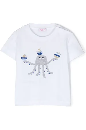 Il gufo Octopus-appliqué cotton T-shirt