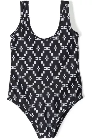 Elisabetta Franchi La Mia Bambina Logo-print sleeveless swimsuit - Black