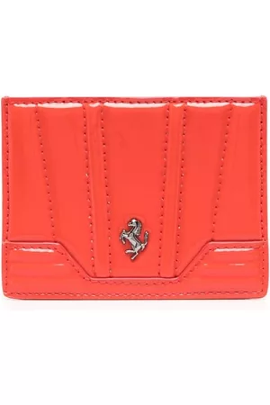 FERRARI Logo-plaque patent-leather wallet - Red