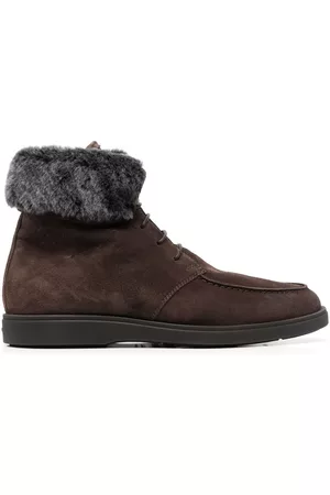 santoni Ankle fur-trim detail boots - Brown