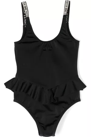 Elisabetta Franchi La Mia Bambina Girls Swimsuits - Logo-print ruffled swimsuit - Black