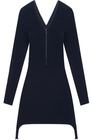 Courrèges Ribbed-knit zip-up dress