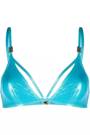 Moschino Women Triangle Bikinis - Metallic triangle bikini top - Blue