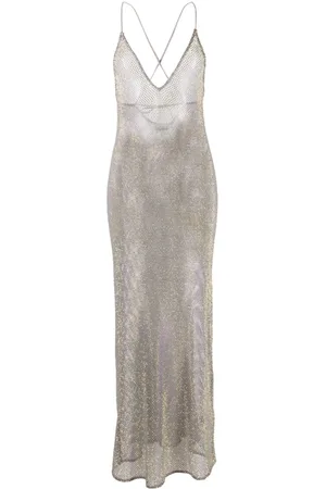 Ganni Embellished mesh midi dress