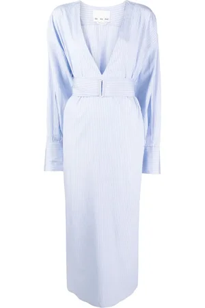 Sa Su Phi Stripe-pattern belted shirt dress