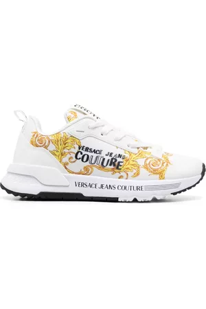 VERSACE Women Sneakers - Logo-print lace-up sneakers - White