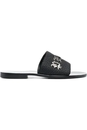 Philipp Plein Logo-lettering leather slides