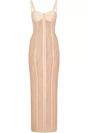 Dolce & Gabbana Women Midi Dresses - KIM DOLCE&GABBANA semi-sheer bustier midi dress - Neutrals
