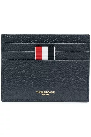 Thom Browne Anchor-embroidered leather cardholder - Blue