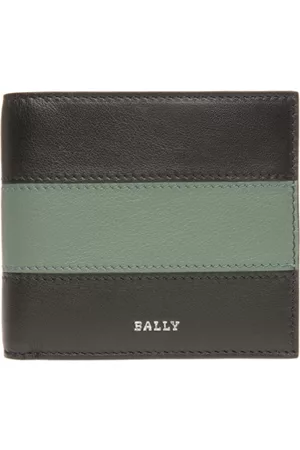 Bally Brasai bi-fold leather wallet - BLACK/SAGE16+PAL