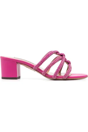 Aquazzura Crystal-embellished leather mules