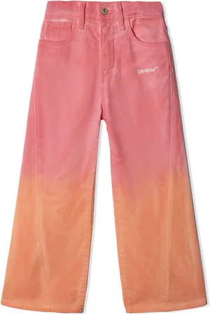 OFF-WHITE Helvetica faded wide leg trousers