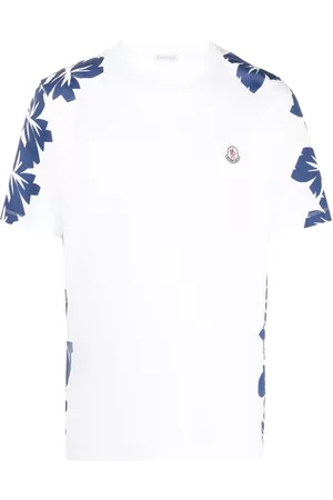 Moncler Men Short Sleeved T-Shirts - Floral-print short-sleeve T-shirt - White