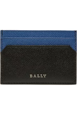 Bally Men Wallets - Bhar leather card holder - BLACK/BLUENEON+RUT