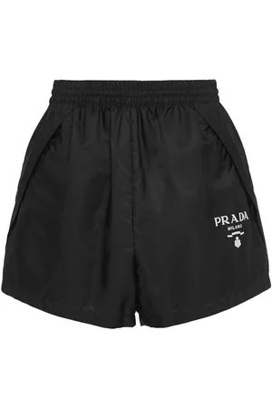 Prada Women Sports Shorts - Re-Nylon logo-embroidered shorts - Black
