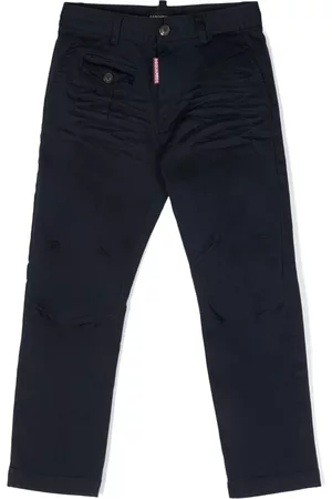 Dsquared2 Boys Straight Leg Pants - Logo-patch straight-leg trousers - Blue