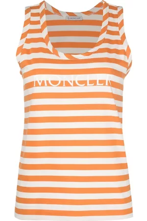 Moncler Striped logo-print tank top - Orange