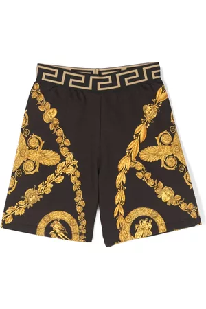 VERSACE Boys Shorts - Baroque-print casual shorts - Black