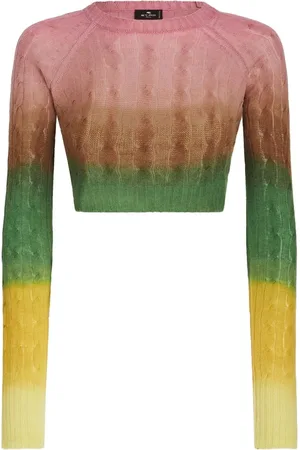 Etro Gradient cable-knit cropped jumper
