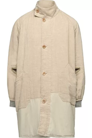 Maison Margiela Linen high-neck buttoned coat - Neutrals