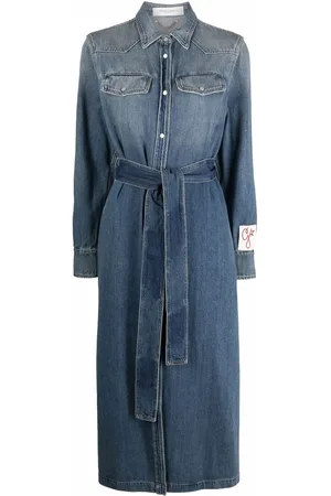 Golden Goose Logo-patch long-sleeve denim dress