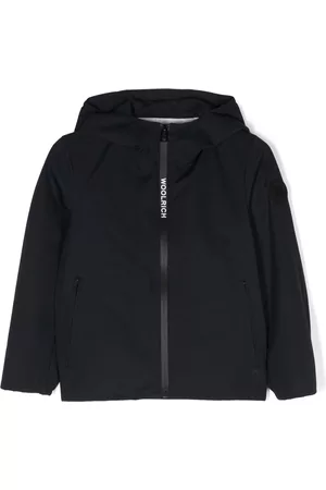Woolrich Bomber Jackets - Logo-print zip-up hooded jacket - Blue