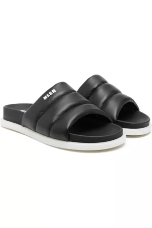 Msgm Tube-design leather flip flops - Black