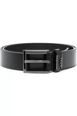 HUGO BOSS Logo-plaque leather belt - Black