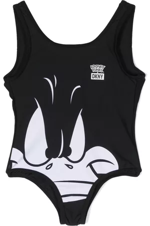 DKNY Girls Swimsuits - X Looney Tunes logo-print swimsuits - Black