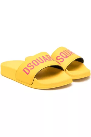 Dsquared2 Slippers - Logo-print grained-texture slippers - Yellow