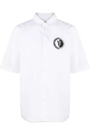 VERSACE Men Short sleeved Shirts - Logo print short-sleeve shirt - White