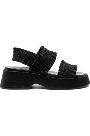 Ganni Smocked-strap flatform sandals