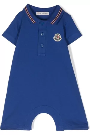 Moncler Polo T-Shirts - Logo-patch stretch-cotton body - Blue