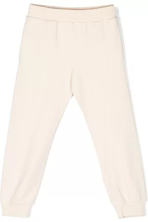 Moncler Embroidered-logo patch trousers - Neutrals