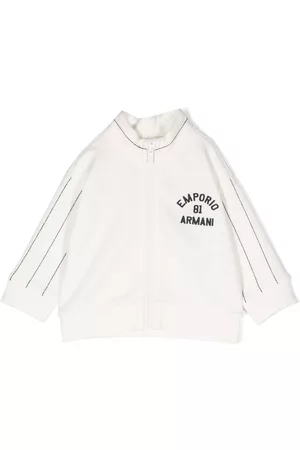 Emporio Armani Bomber Jackets - Stripe-detailing zip-up jacket - White