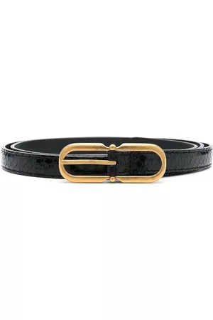Saint Laurent Men Belts - Horseshoe-buckle leather belt - Black