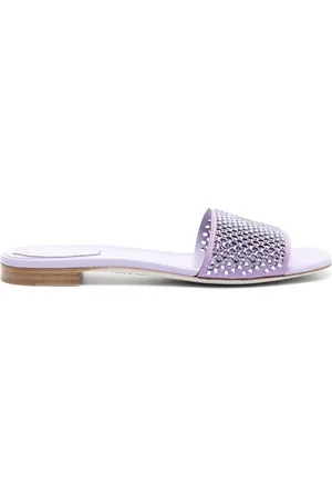 Gina Purple Satin Crystal Embellished Heel Peep Toe Slingback Sandals Size  37