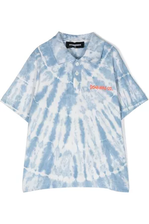 Dsquared2 Boys Polo T-Shirts - Tie-dye cotton polo shirt - Blue