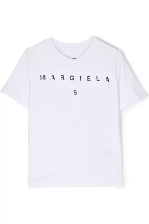 Maison Margiela Girls T-shirts - Logo-print cotton T-shirt - White