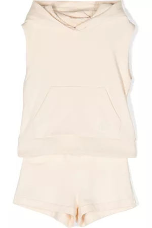 Moncler Tops - Embroidered-logo top & shorts set - Neutrals