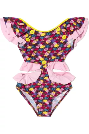 Nessi Byrd Cut-out detail ruffled swimsuit - Pink