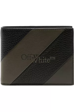 OFF-WHITE Diag Stripe embossed leather wallet - Green