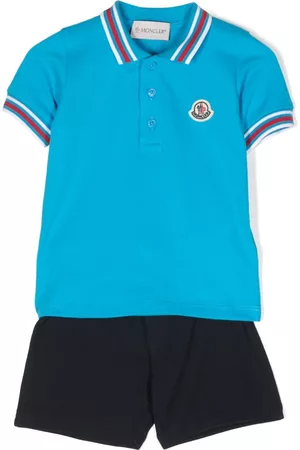 Moncler Logo-patch polo and shorts set - Blue
