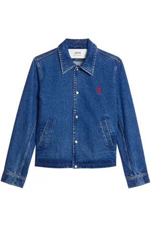 Ami Denim logo-embroidered shirt jacket - Blue