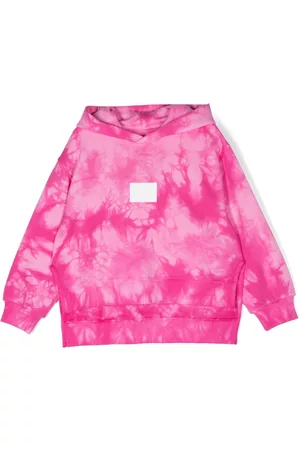 Maison Margiela Boys Hoodies - Logo-patch tie-dye cotton hoodie - Pink