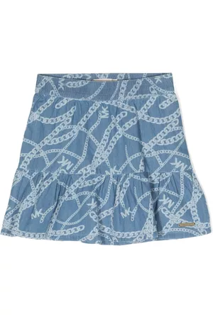 Michael Kors Girls Printed Skirts - Chain-link print tiered skirt - Blue
