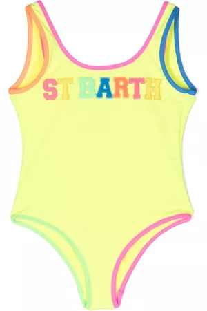 MC2 SAINT BARTH Girls Swimsuits - Logo-stamp swimsuit - Yellow
